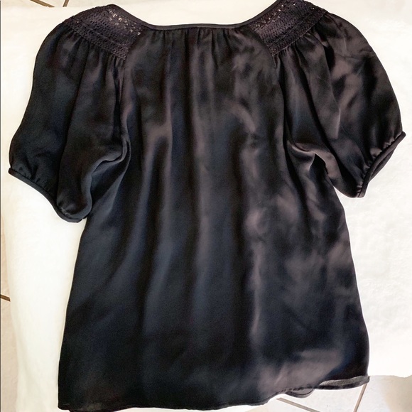 Joie Almanor Crocheted Knit Top Black Chiffon - Picture 3 of 6